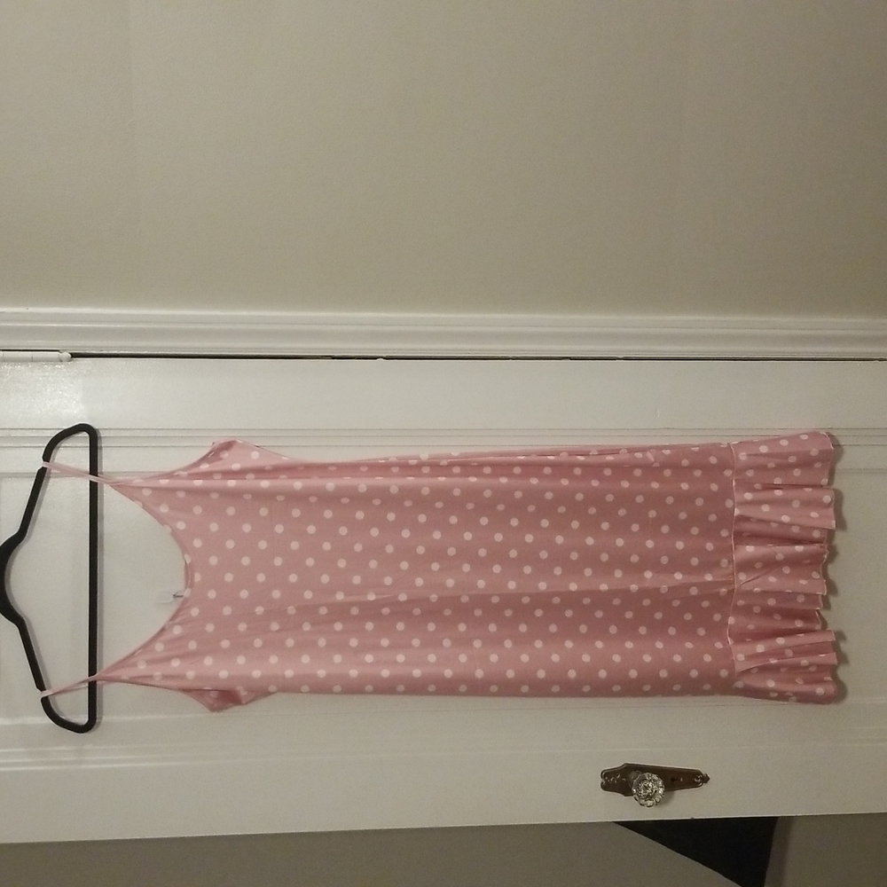Pink Polka Dot Spaghetti Strap Dress